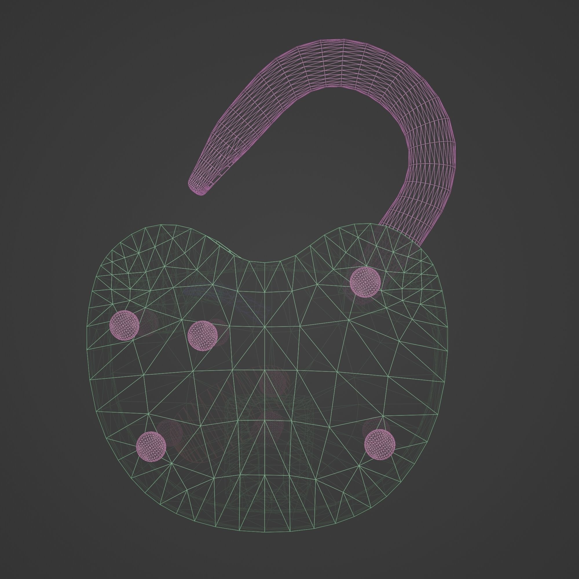 Padlock Mid Poly with Loop Rivets Keyhole and Cap 3D model_19