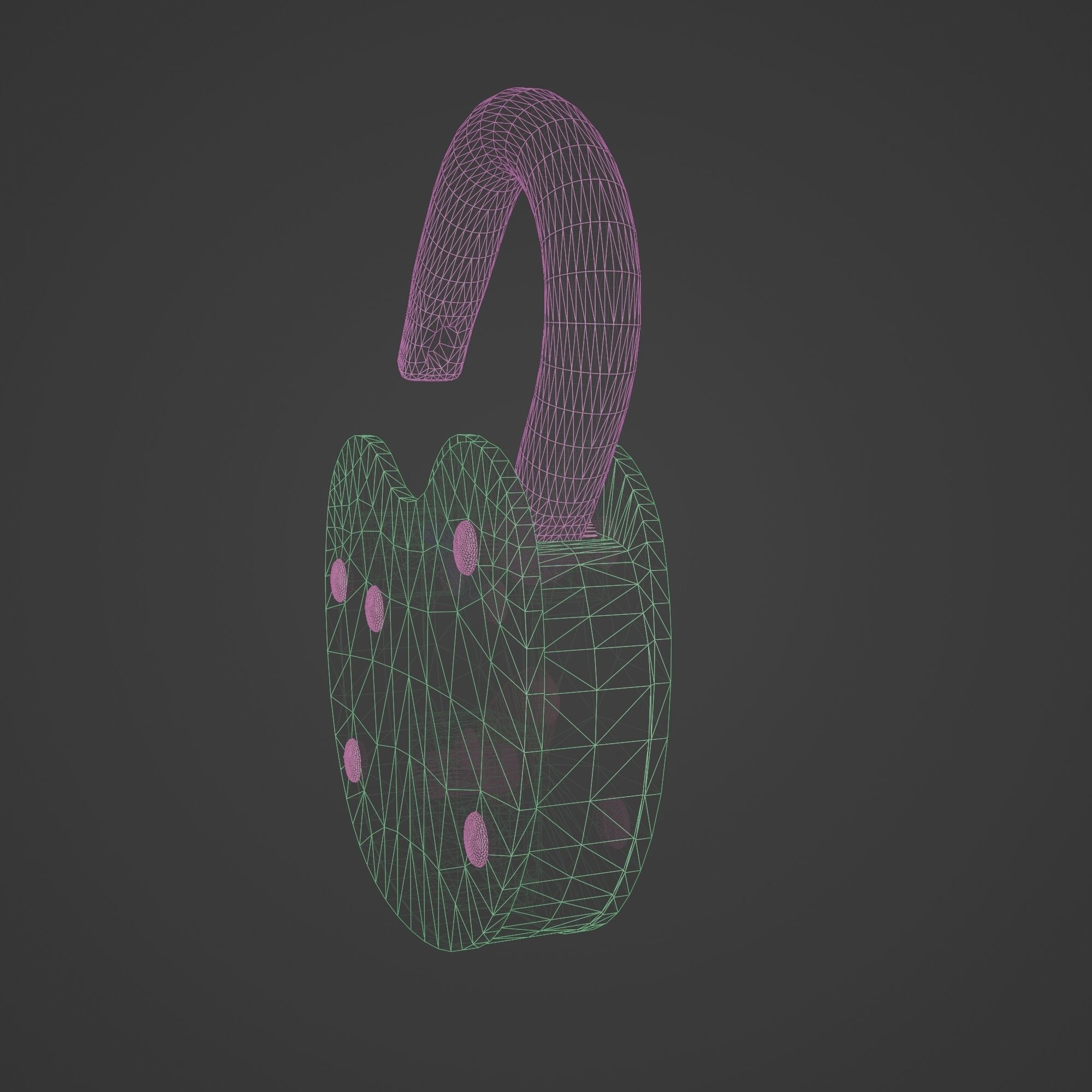 Padlock Mid Poly with Loop Rivets Keyhole and Cap 3D model_20