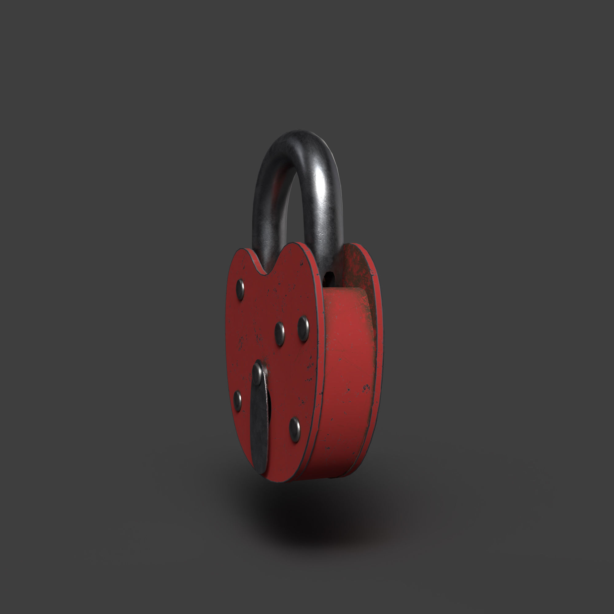 Padlock Mid Poly with Loop Rivets Keyhole and Cap 3D model_3