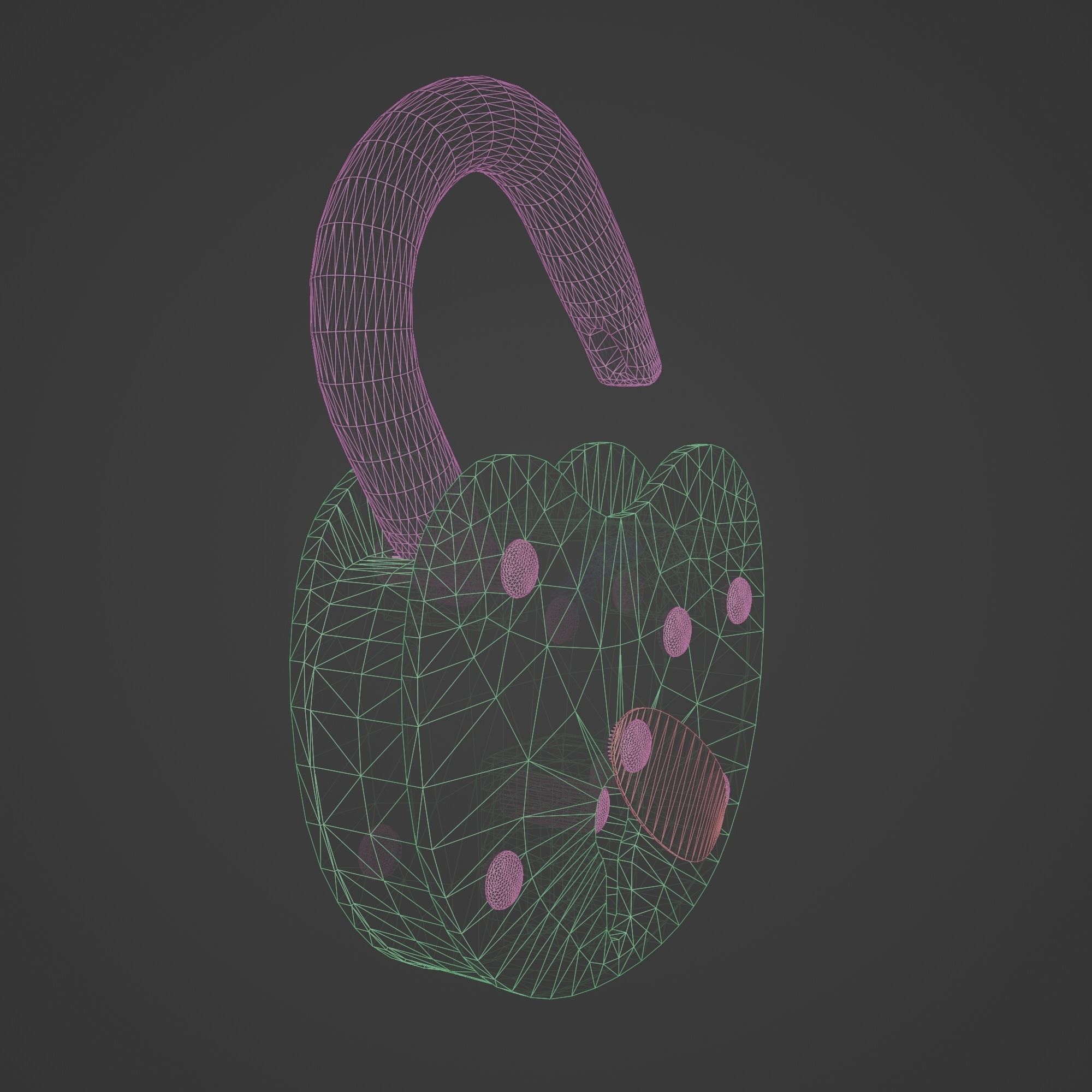 Padlock Mid Poly with Loop Rivets Keyhole and Cap 3D model_21