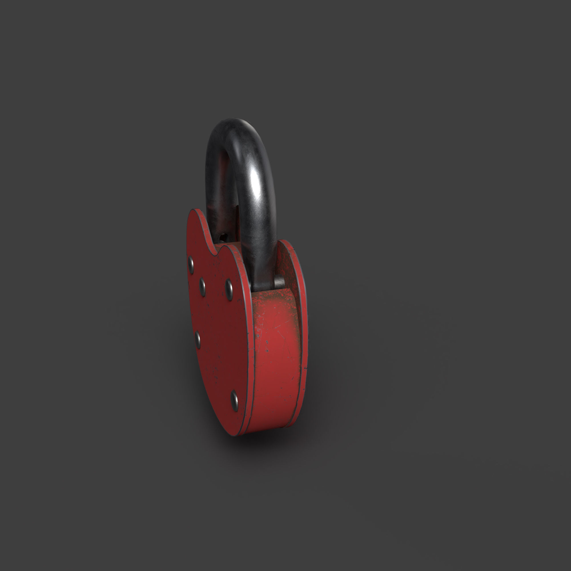 Padlock Mid Poly with Loop Rivets Keyhole and Cap 3D model_9