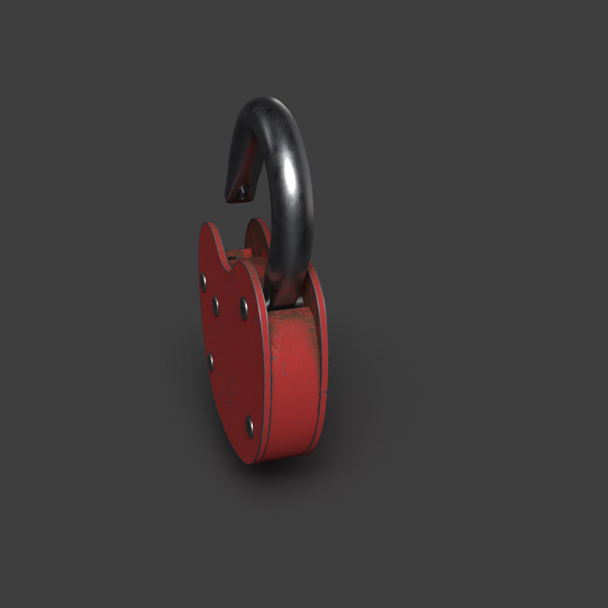 Padlock Mid Poly with Loop Rivets Keyhole and Cap 3D model_10