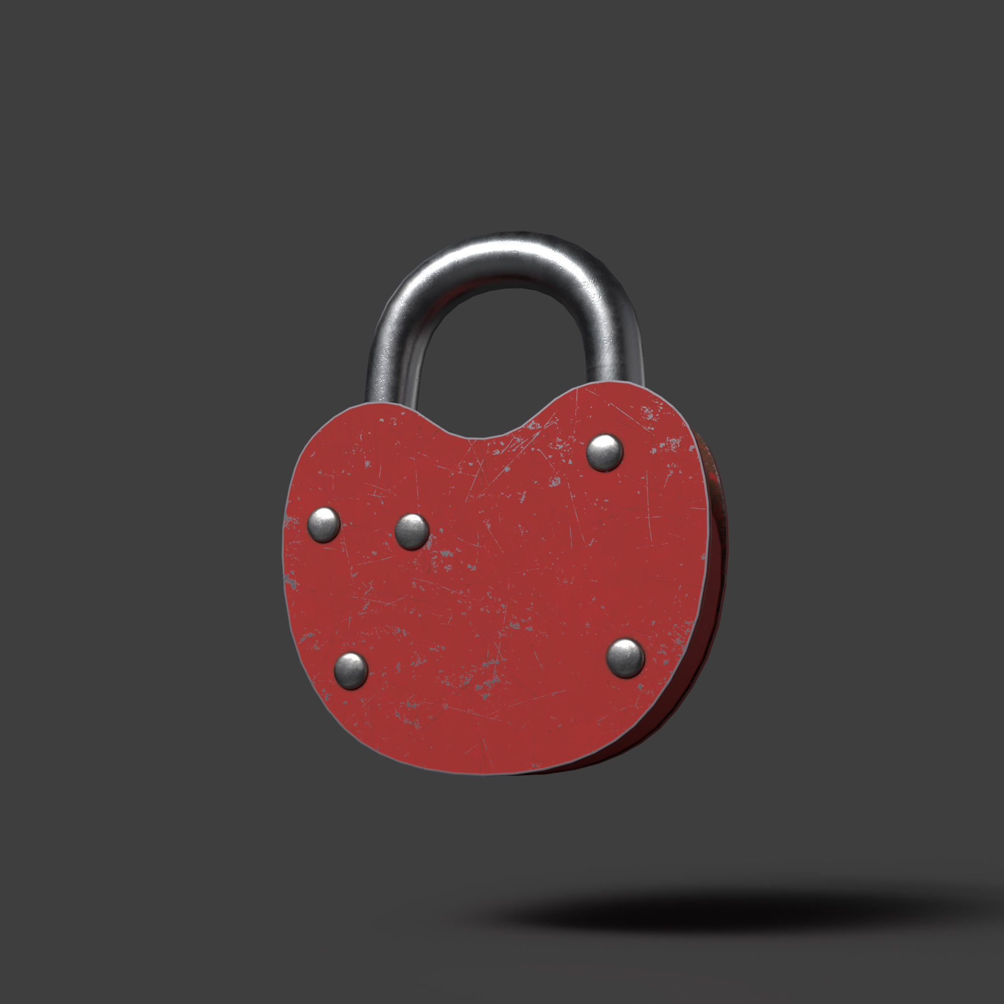 Padlock Mid Poly with Loop Rivets Keyhole and Cap 3D model_7