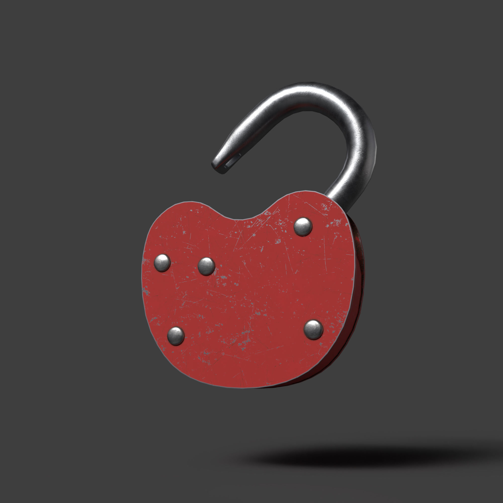Padlock Mid Poly with Loop Rivets Keyhole and Cap 3D model_8