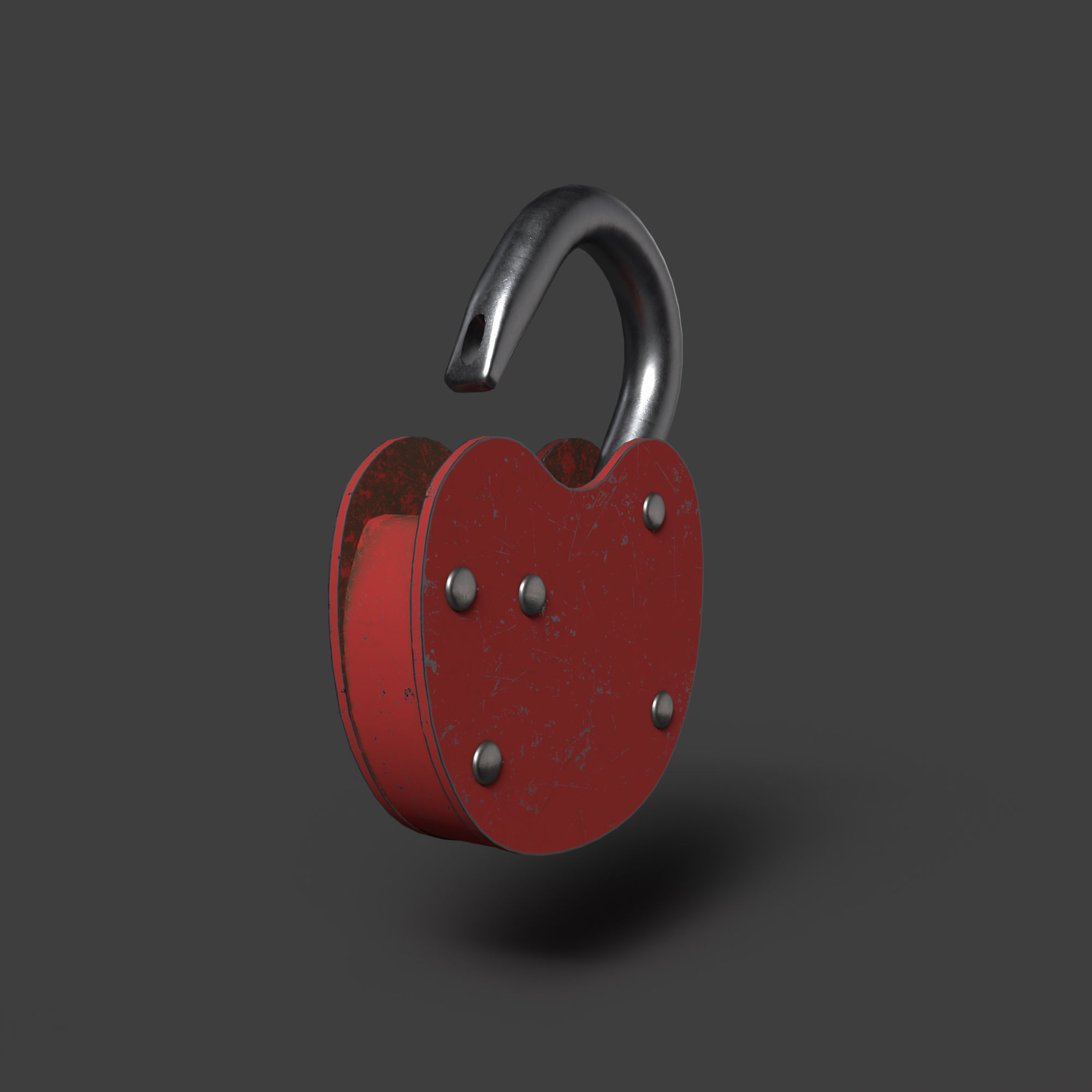 Padlock Mid Poly with Loop Rivets Keyhole and Cap 3D model_6