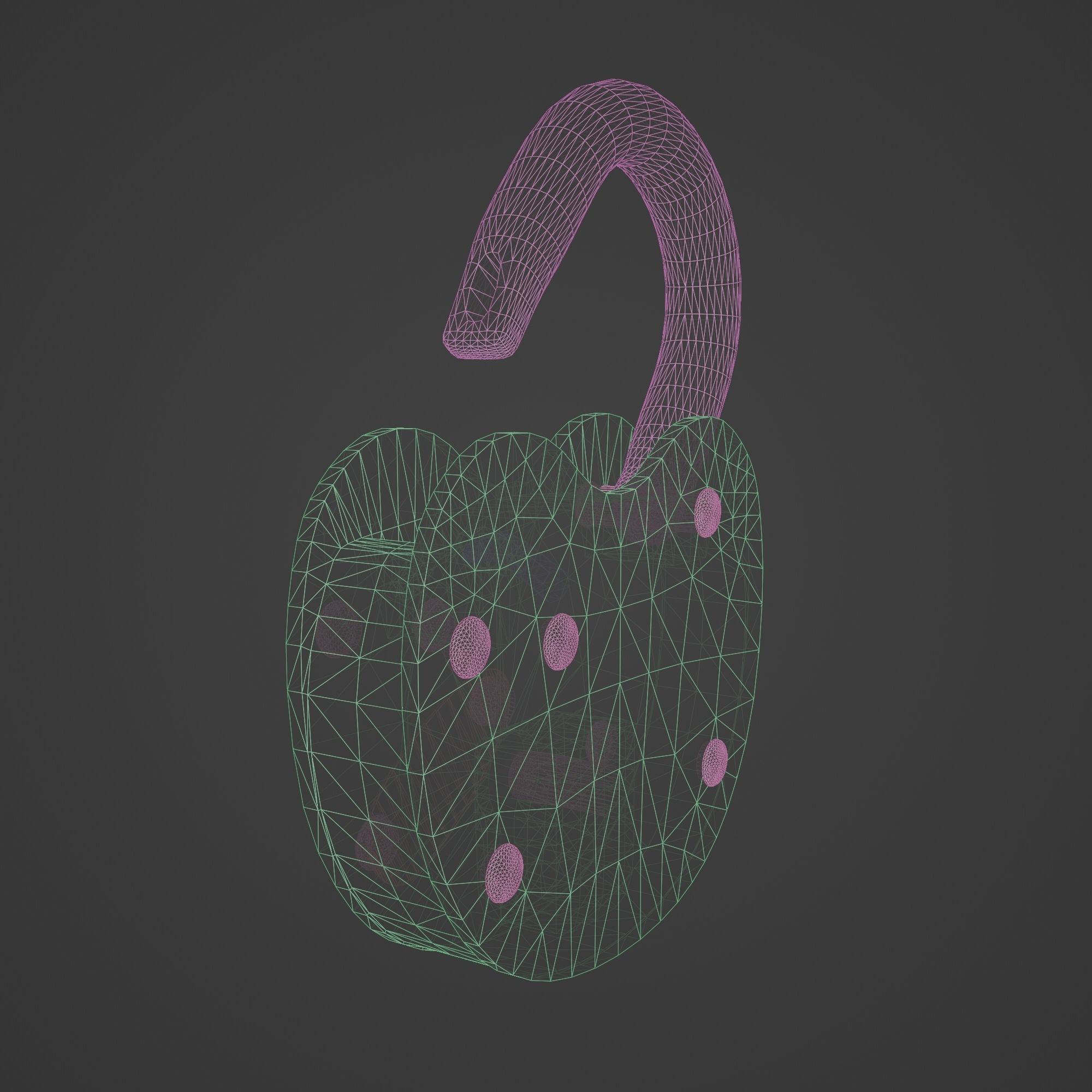 Padlock Mid Poly with Loop Rivets Keyhole and Cap 3D model_18