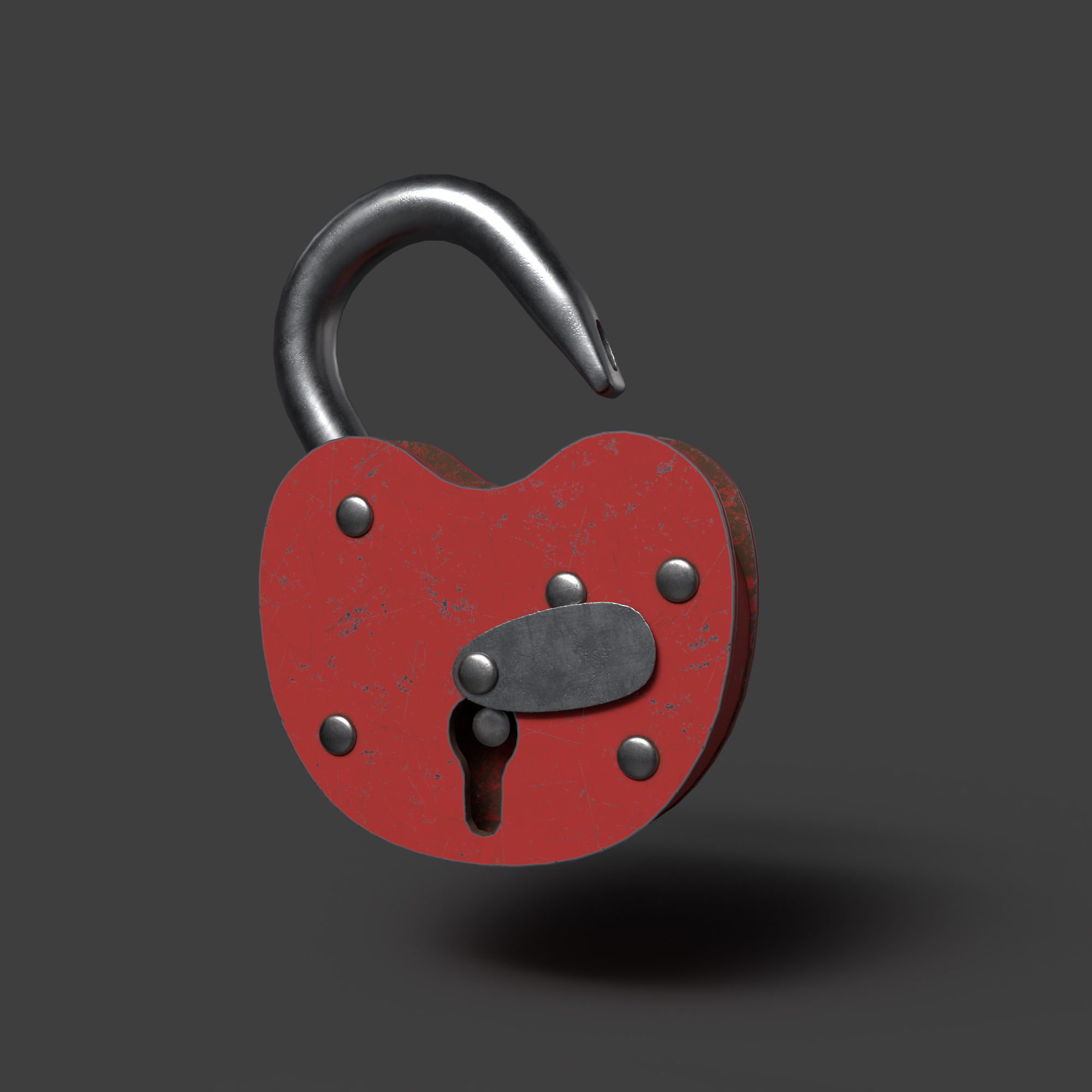 Padlock Mid Poly with Loop Rivets Keyhole and Cap 3D model_2