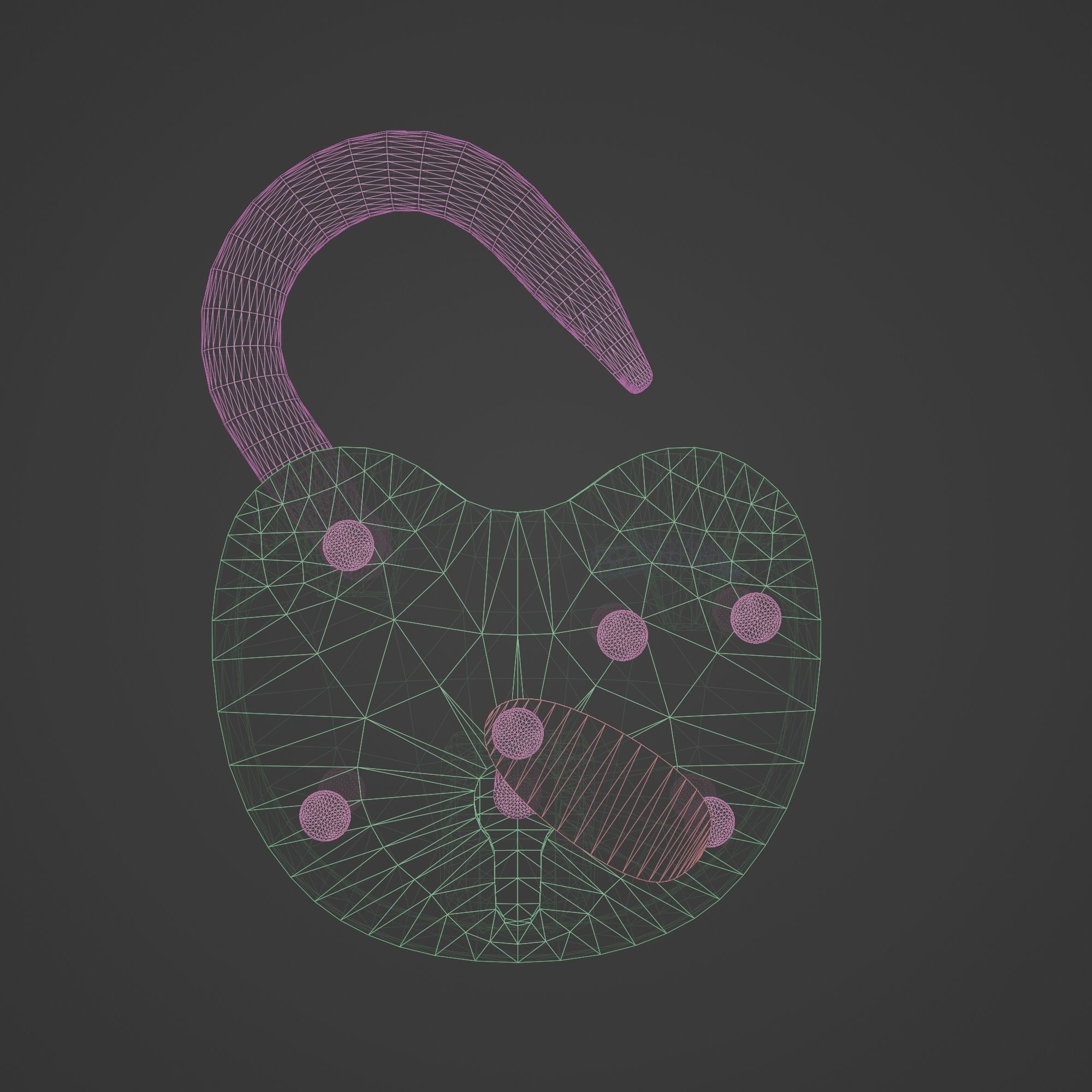 Padlock Mid Poly with Loop Rivets Keyhole and Cap 3D model_16