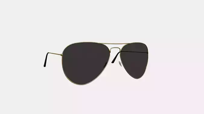 Sunglass Aviator 01 Black Gold - Character Design Fashion Low-poly 3D model