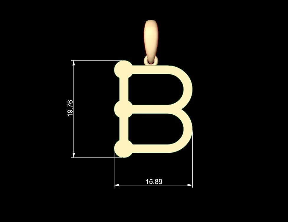 Initial Letters Pendant GLADWINDEMO B 3D print model_5