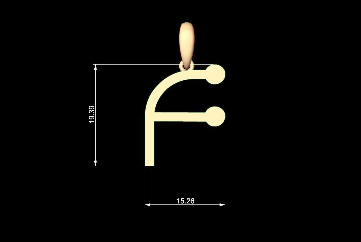 Initial Letters Pendant GLADWINDEMO F 3D print model_5