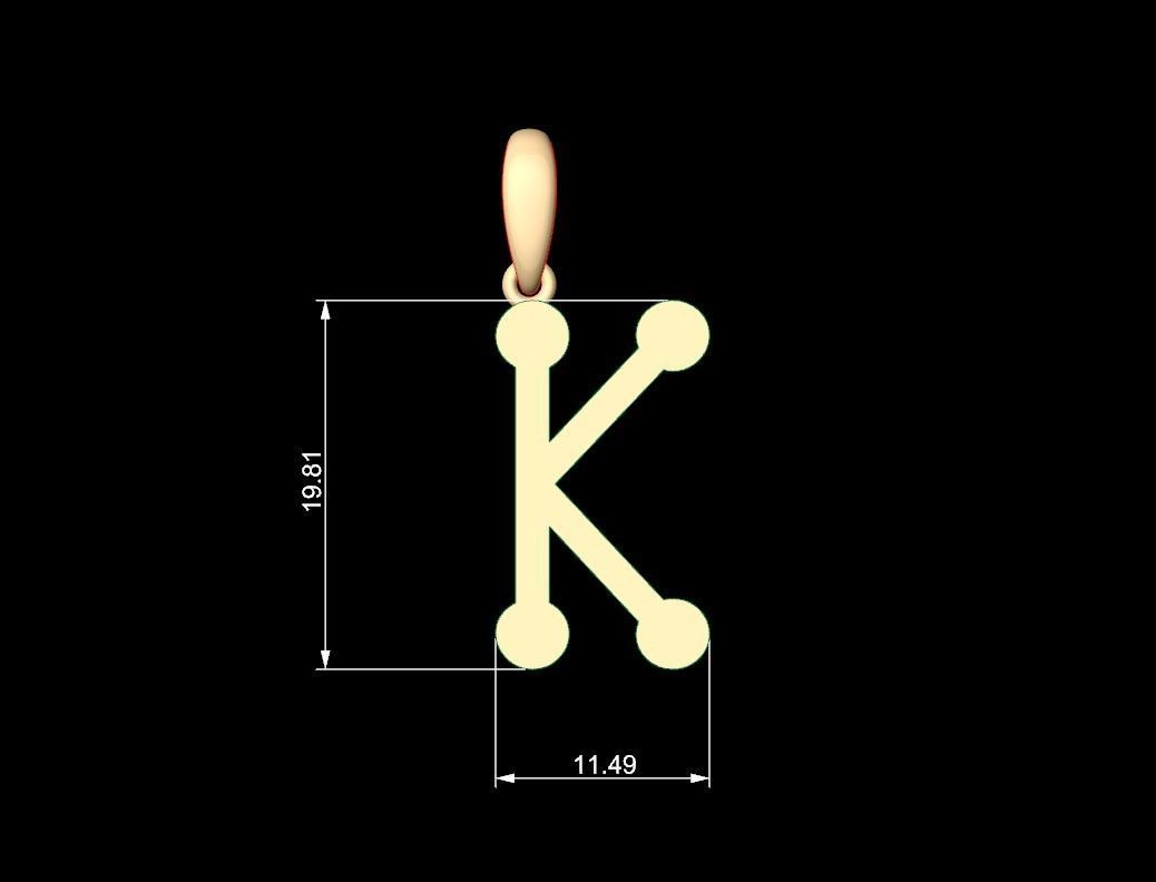 Initial Letters Pendant GLADWINDEMO K 3D print model_5
