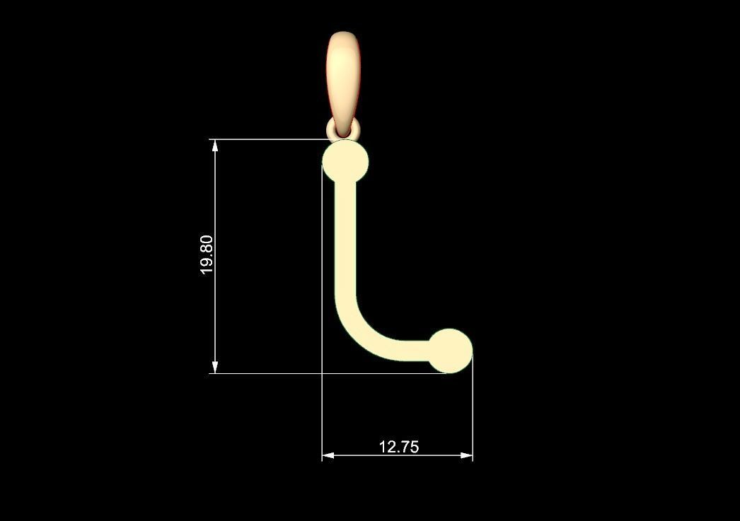 Initial Letters Pendant GLADWINDEMO L 3D print model_5