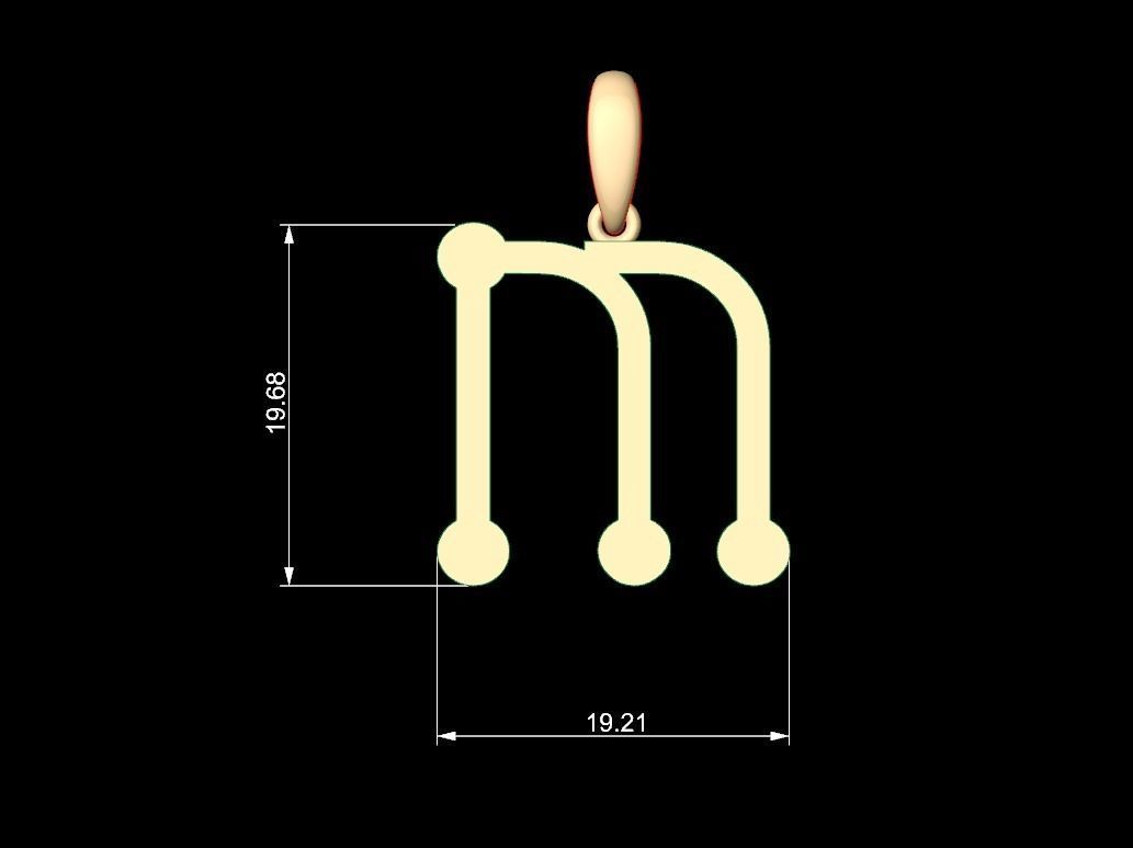 Initial Letters Pendant GLADWINDEMO M 3D print model_5
