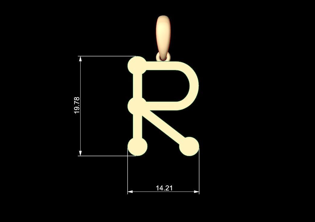 Initial Letters Pendant GLADWINDEMO R 3D print model_5