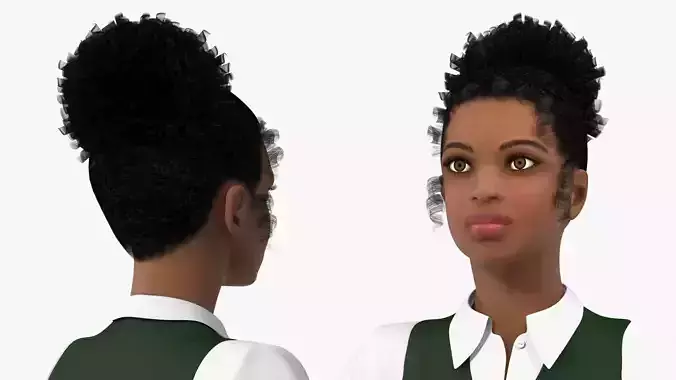 Light Skin Black Teenage Schoolgirl Rigged for Maya 3D model