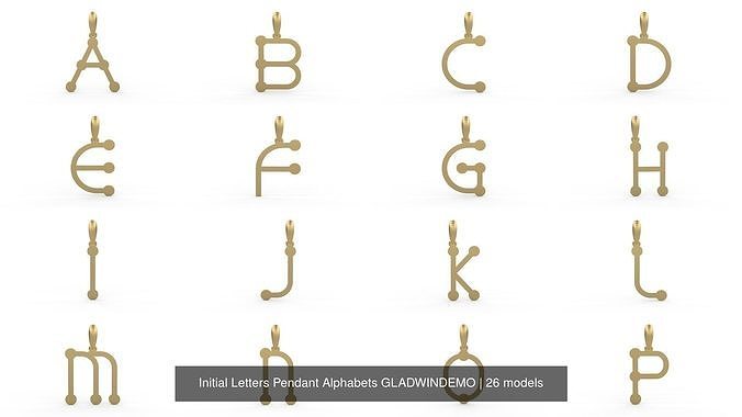 Initial Letters Pendant Alphabets GLADWINDEMO 3D Model Collection
