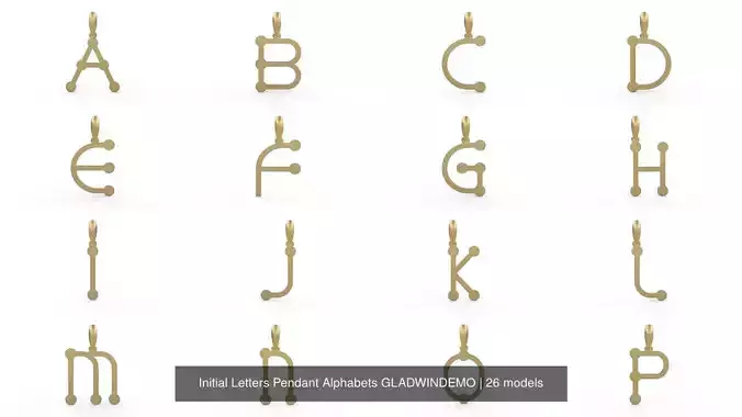 Initial Letters Pendant Alphabets GLADWINDEMO