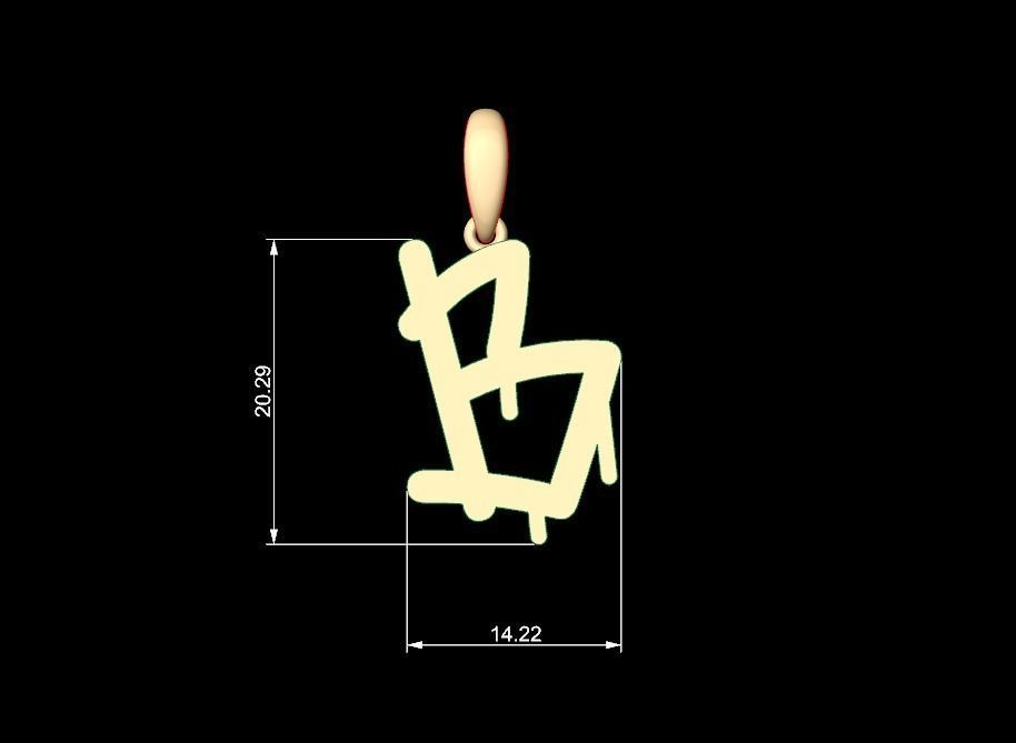 Initial Letters Pendant StreetToxic B 3D print model_5