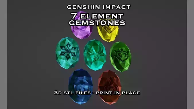 Genshin Impact Gemstones 7 Element Print Ready