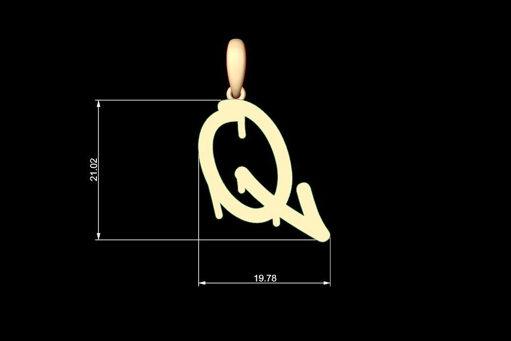 Initial Letters Pendant StreetToxic Q 3D print model_5