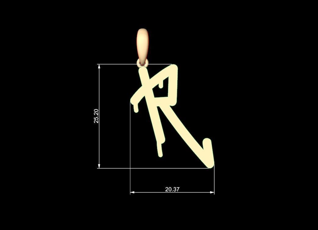 Initial Letters Pendant StreetToxic R 3D print model_5