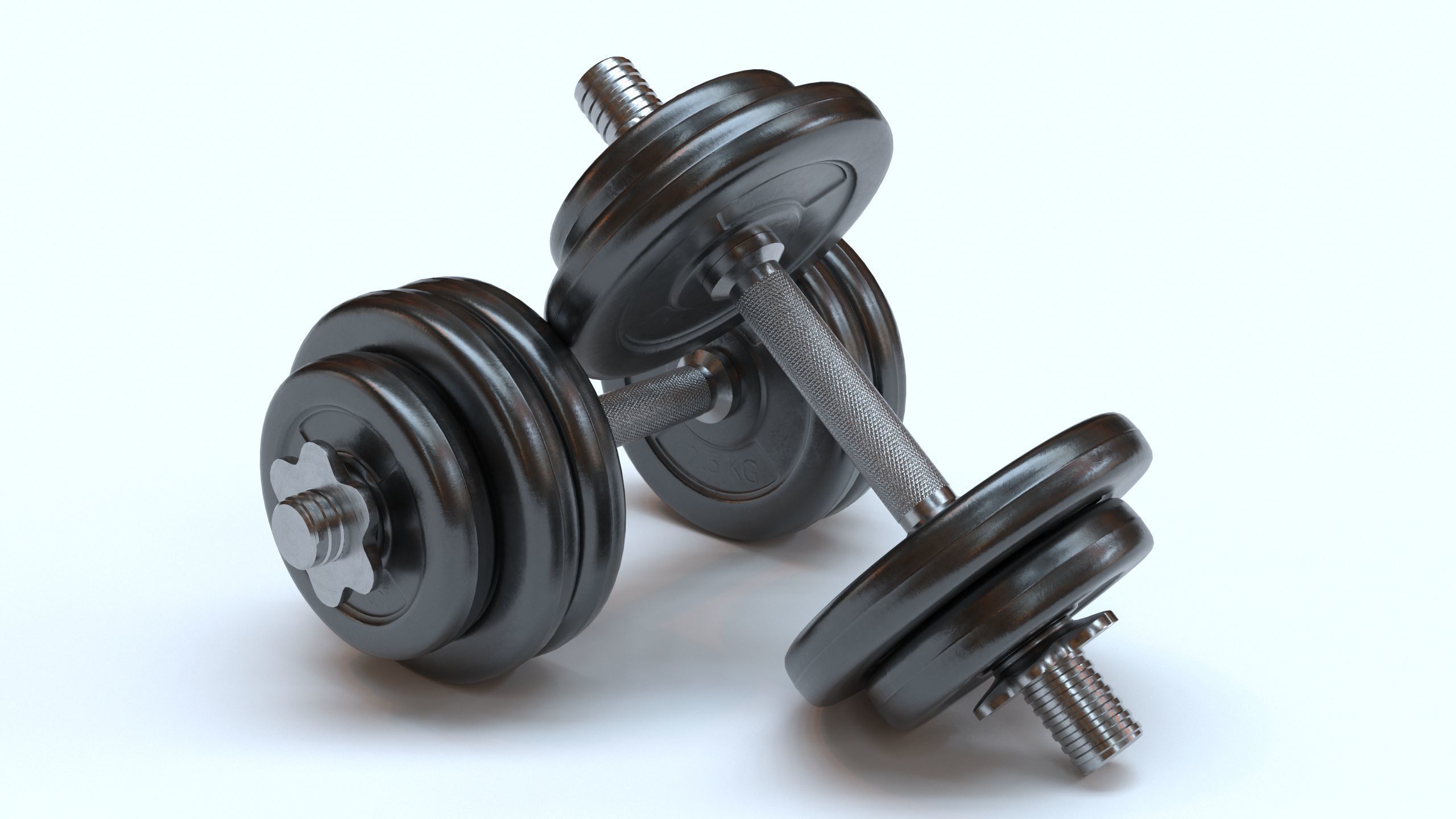 Dumbbell pair of dumbbells 3D model_1