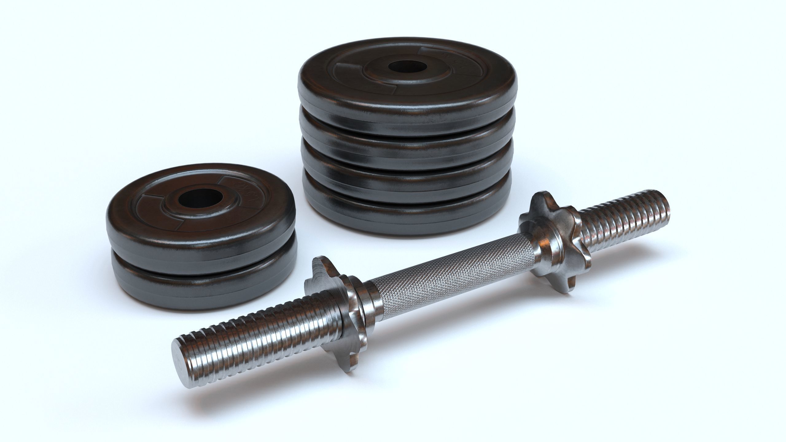 Dumbbell pair of dumbbells 3D model_2