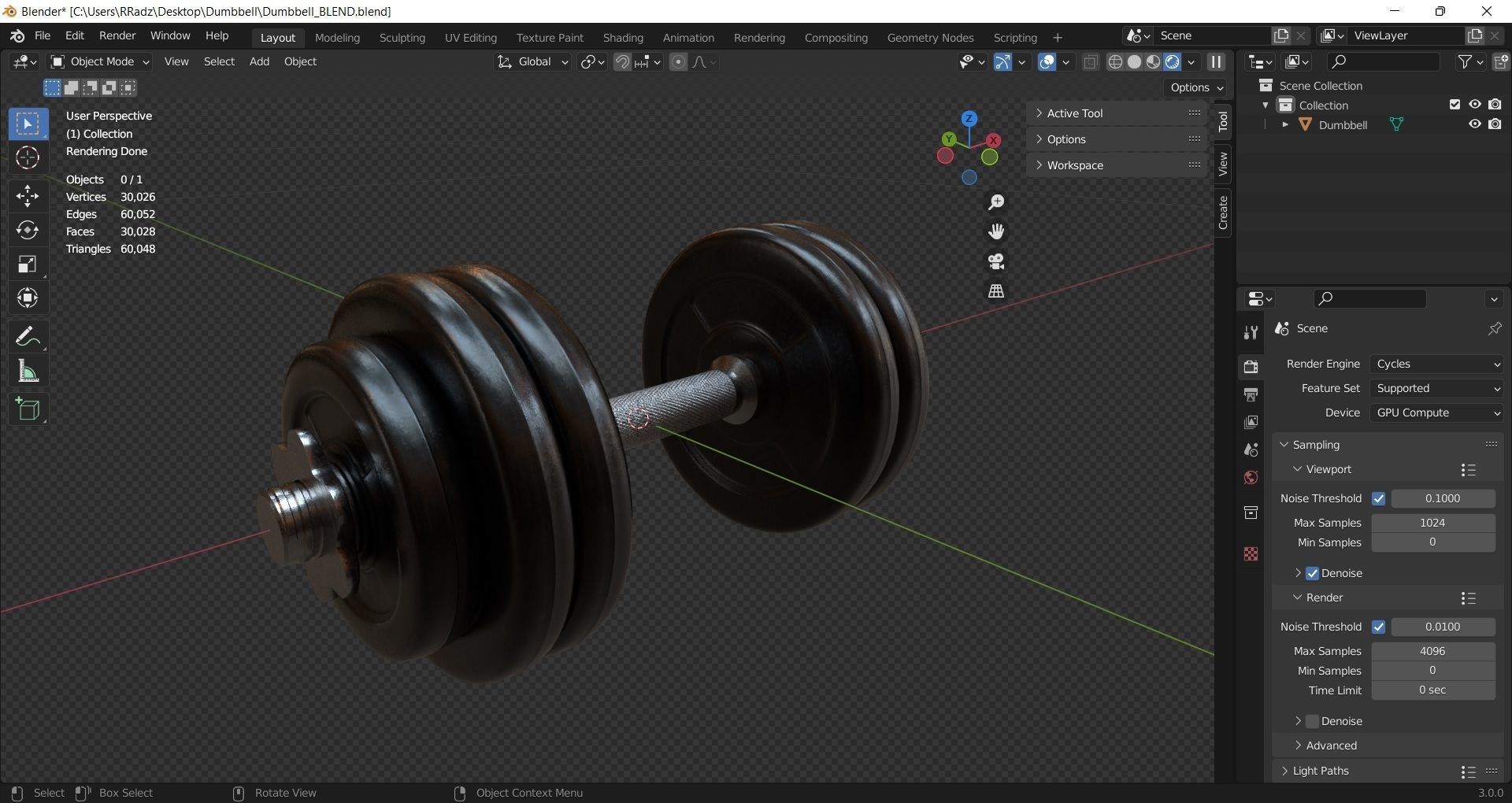 Dumbbell pair of dumbbells 3D model_14