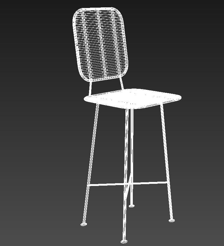Natural fiber metal stool 3D model_12