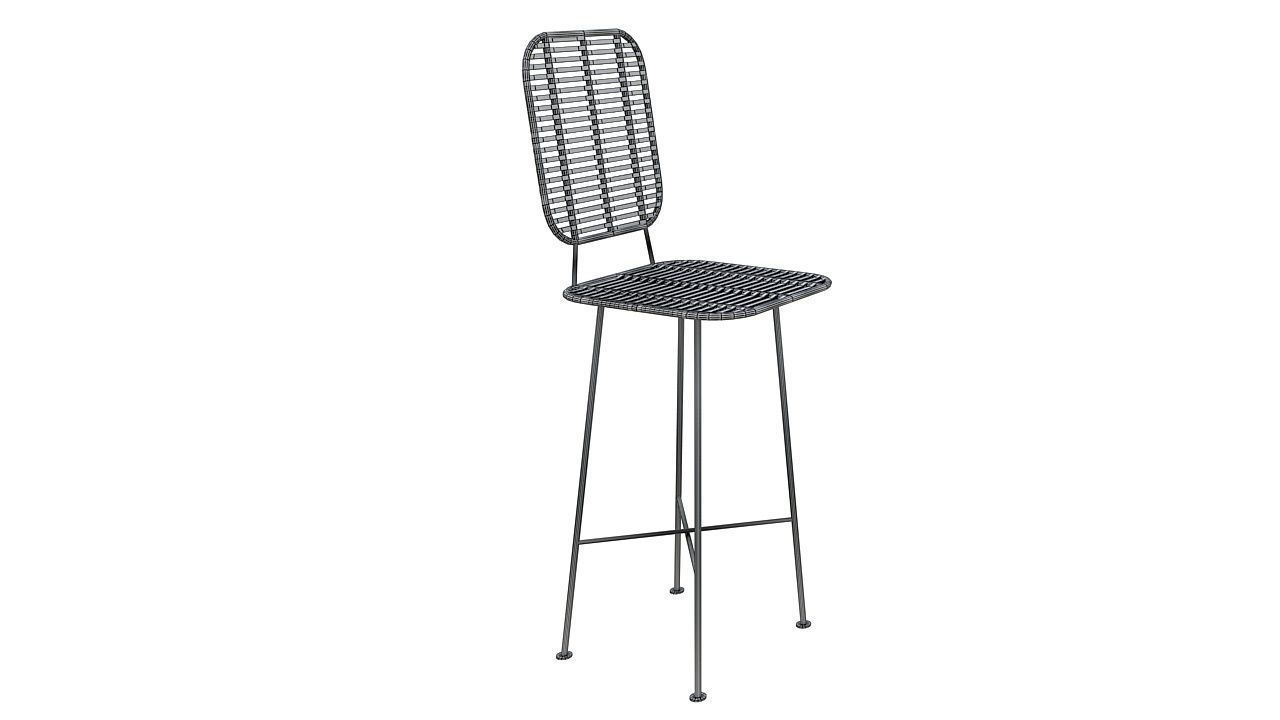 Natural fiber metal stool 3D model_6