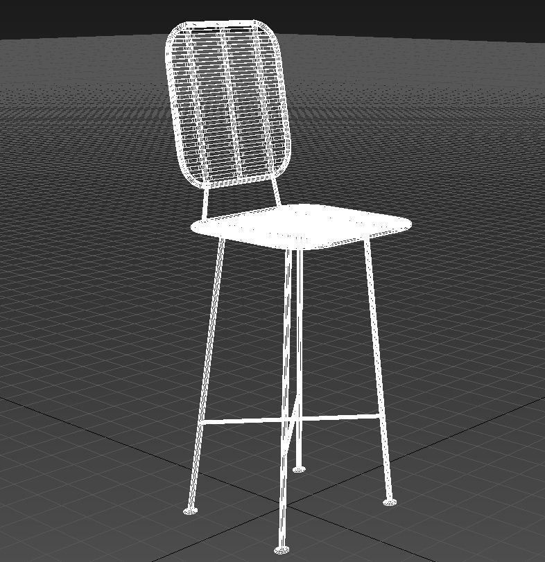 Natural fiber metal stool 3D model_11