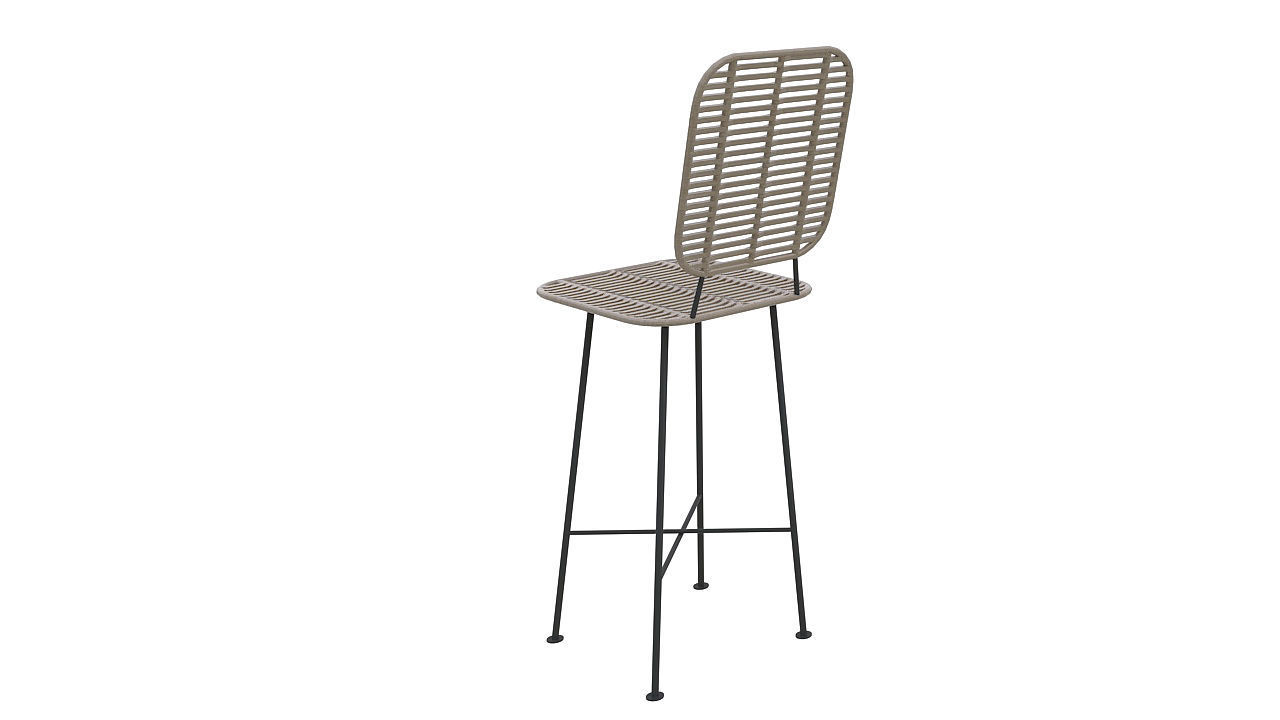 Natural fiber metal stool 3D model_4