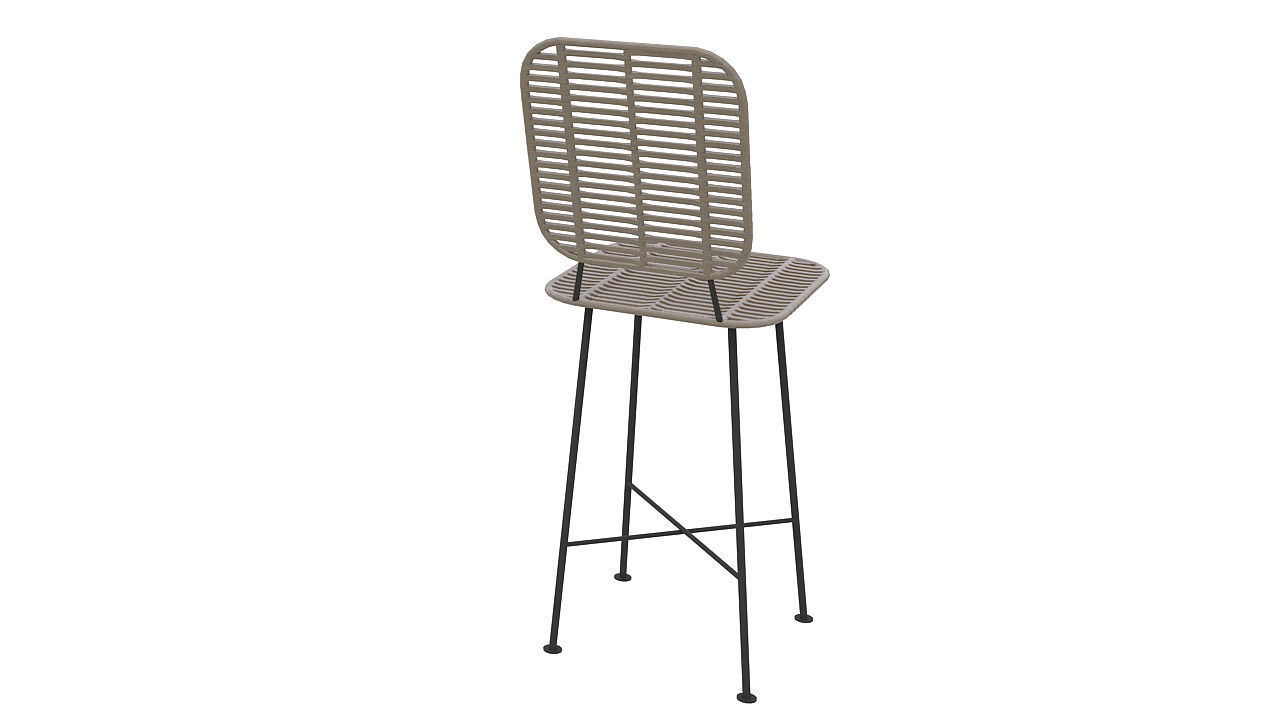 Natural fiber metal stool 3D model_5