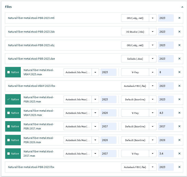 Natural fiber metal stool 3D model_16