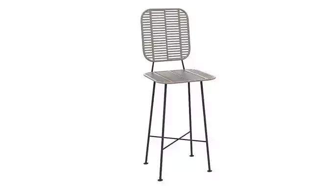 Natural fiber metal stool 3D model