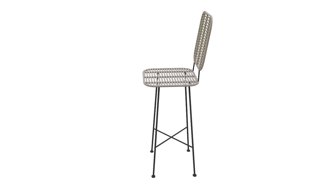 Natural fiber metal stool 3D model_3