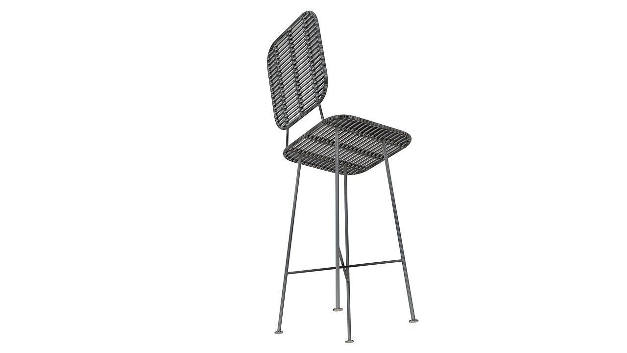 Natural fiber metal stool 3D model_10