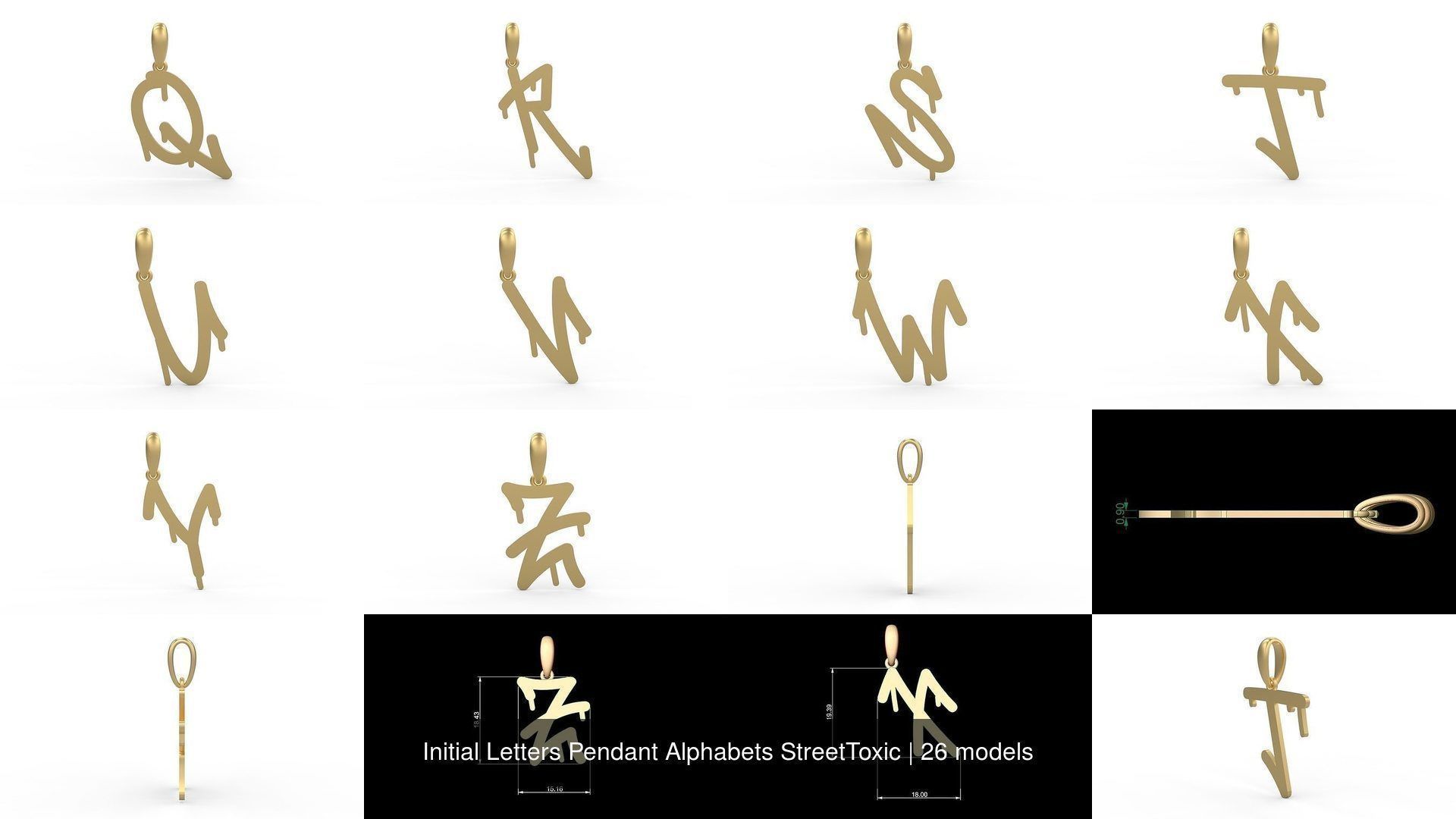 Initial Letters Pendant Alphabets StreetToxic 3D Model Collection_2