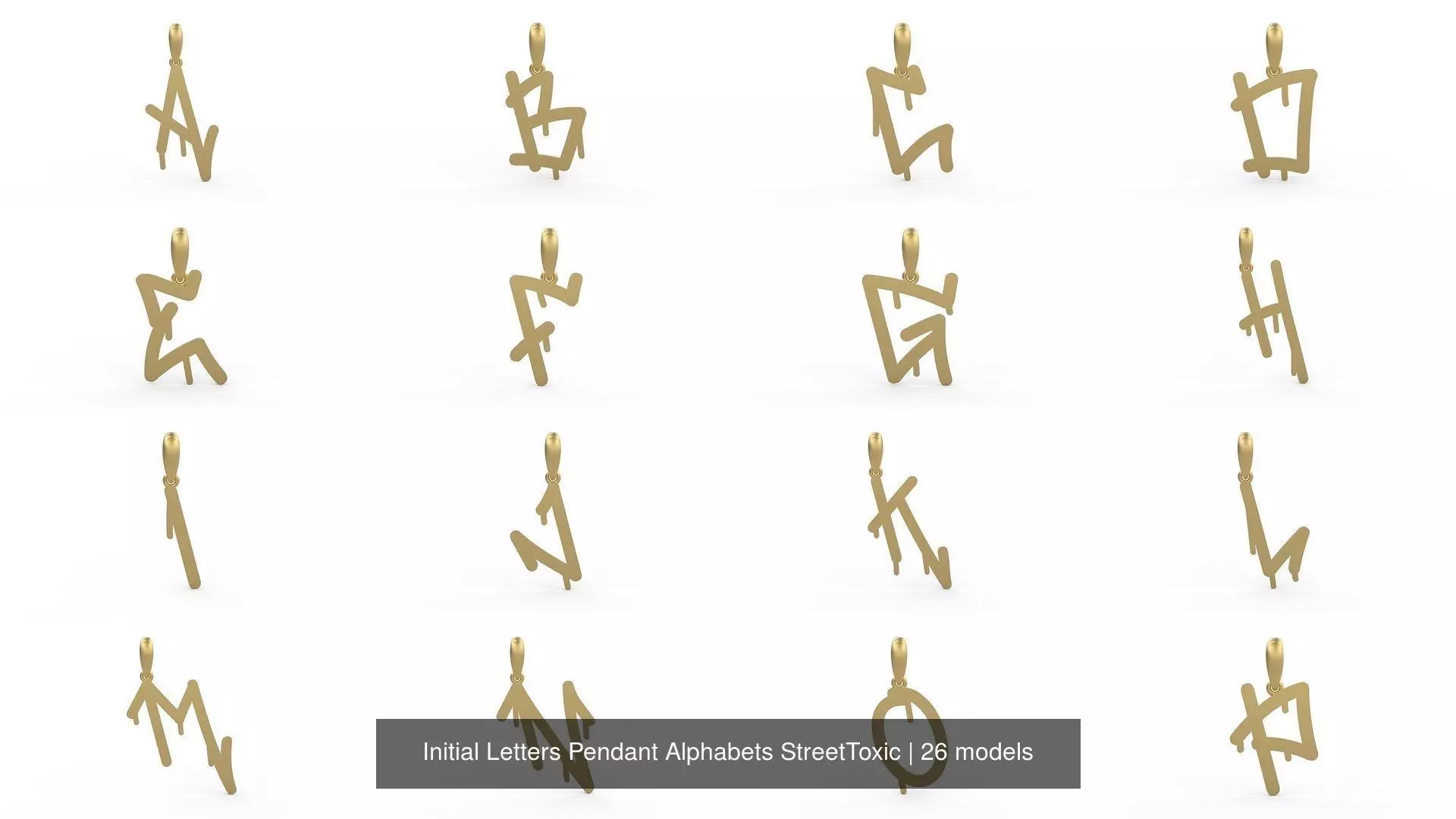 Initial Letters Pendant Alphabets StreetToxic 3D Model Collection_0