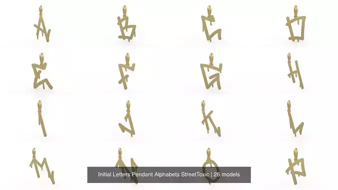 Initial Letters Pendant Alphabets StreetToxic 3D Model Collection