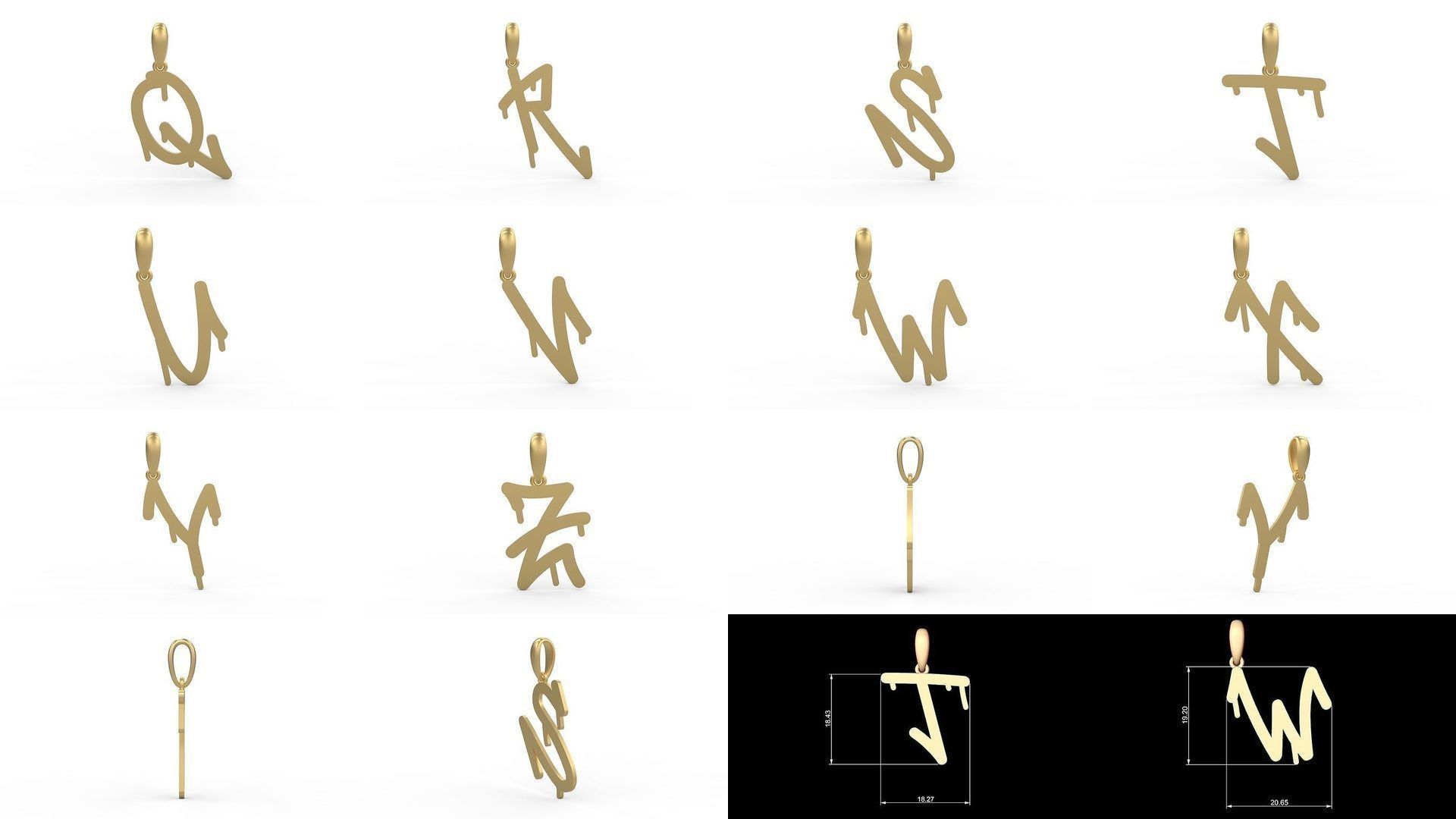 Initial Letters Pendant Alphabets StreetToxic 3D Model Collection_1