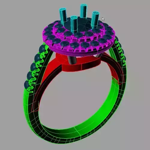 Halo Diamond Ring 3D print model anello tipo Tiffany AN233