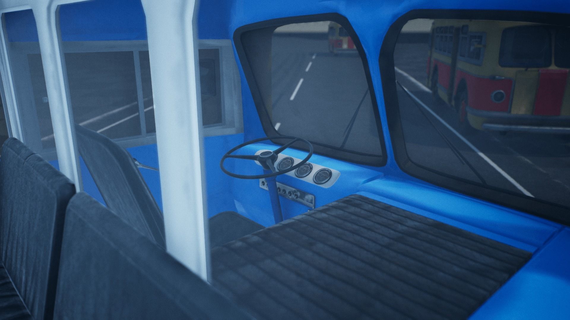 ZIS 155 - Old Russian City Bus with Painter Files Low-poly 3D model_9