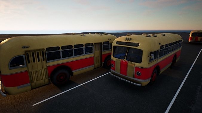 ZIS 155 - Old Russian City Bus with Painter Files Low-poly 3D model