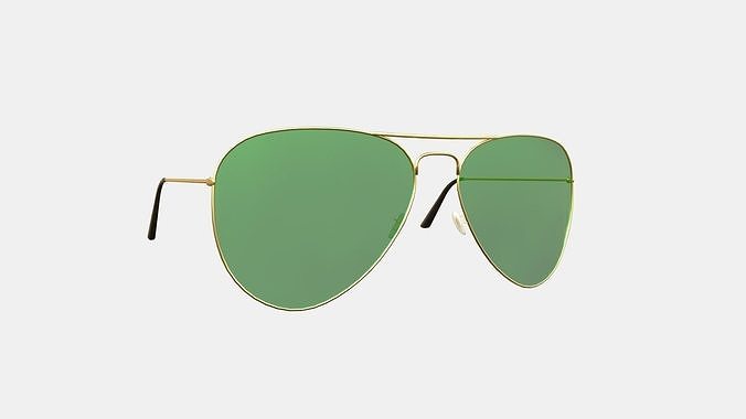Sunglass Aviator 02 Green Gold - Character Design Fashion Low-poly 3D model