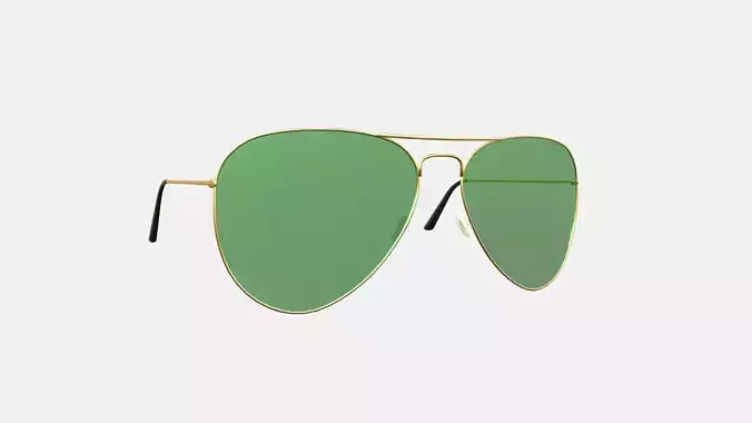 Sunglass Aviator 02 Green Gold - Character Design Fashion Low-poly 3D model
