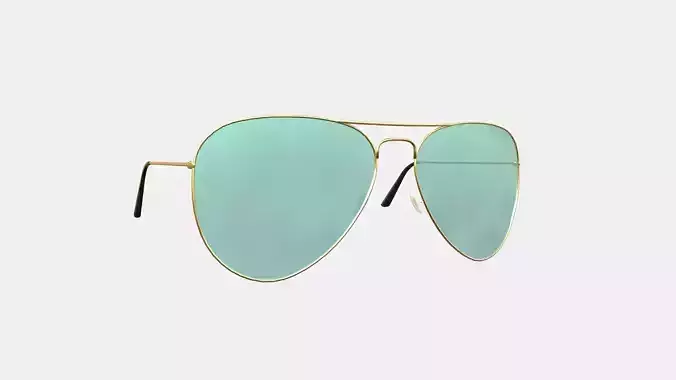 Sunglass Aviator 03 Gold Blue - Character Design Fashion Low-poly 3D model