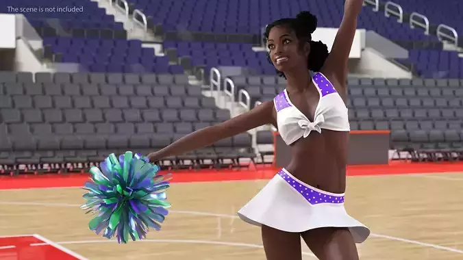 Young Black Woman Cheerleader Rigged for Cinema 4D 3D model