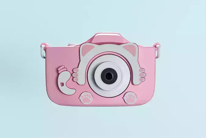 Toy camera with kitten mask cover